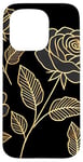 Coque pour iPhone 15 Pro Motif floral rose, style géométrique minimaliste