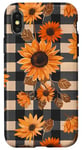 Coque pour iPhone X/XS Orange Minimaliste Carreaux Western Boho Léopard Tournesols