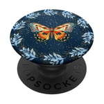 Colorful Butterfly Gold Blue Flowers Pop Grip Phone Holder PopSockets Adhesive PopGrip