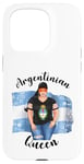 Coque pour iPhone 15 Pro Casquette de baseball pour femme avec drapeau argentin de la reine argentine