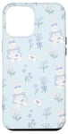 Coque pour iPhone 12 Pro Max Coquette Blue Flowers Mignon Bunny Soft Girl