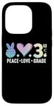 Coque pour iPhone 14 Pro Peace Love 3e année Retour à l'école Troisième année