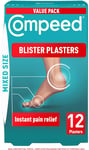 Compeed Mixed Size Blister Plasters, 12 Hydrocolloid Plasters, Foot Treatment,