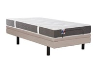 Lit électrique de relaxation déco + matelas 100% latex 3 zones - 80 x 200 cm - Tissu - Beige - PANISOLA de DREAMEA