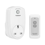 Remote Control Plug Socket UK, TESSAN Wireless Remote Control Sockets with 30m Operating Range, Programmable Remote Plugs Switch Work for Household Appliances, 1 Pack Socket and 1 Remote