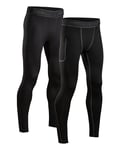 DANISH ENDURANCE Lot de 2 Collants de Compression Homme, Pantalon Anti-Frottements, Sport & Running, Multicouleurs (1x Noir, 1x Noir/Gris), XXL