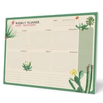 Grupo Erik Botanical Cacti A4 Desk Pad with Daily, Weekly and Monthly Calendar - Desktop Planner - Desktop Note Pad - 54 Undated Tear Off Sheets - 8.3 x 11.7 inches - To Do List