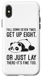 Coque pour iPhone X/XS Fall Down Seven Times, Get Up Eight - Humour amusant Lazy Panda