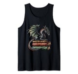 Black Dragon on Antique Books - Mythical Fantasy Design Tank Top