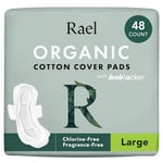 Rael Organic Cotton Cover Sanitary Towels - Heavy Absorbency, Ultra Thin Period Pads with Wings for Women, Unscented, Hypoallergenic, Vegan, Bulk Buy (Large, 48 Count)