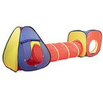 Bakaji Pop-Up Lot de 3 Rideaux de Jeu avec Tunnel et 2 Rideaux, Jouet pour Enfants, Structure en métal, Pliable, revêtement en Tissu Playground pour Maison, extérieur, Jardin, Multicolore