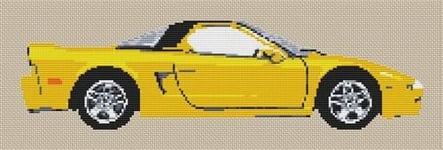 Honda NSX 1991 Coupe Cross Stitch Kit - Yellow