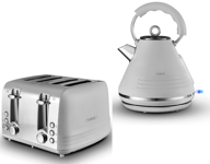 Tower Ash Grey & Chrome  1.7L, 3KW Pyramid Kettle & 4 Slice 1850W, Toaster Set