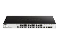 D-Link DGS 1210-28P/ME - Commutateur - Géré - 24 x 10/100/1000 (PoE) + 4 x Gigabit SFP - Montable sur rack - PoE (193 W)