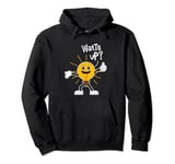 Funny Watt's Up Electric Bulb Character Pun on Watts Pullover Hoodie