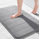 Yimobra Memory Foam Bath Mat Large Size, 51 x 81 cm, Soft and Comfortable, Super Water Absorption, Non-Slip, Thick, Machine Wash, Easier to Dry for Bathroom Floor Rug, Grey