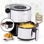 Air Fryer 4.3 L Healthy Frying Oven Cooker Oil Free Grill Basket Baking Silver 