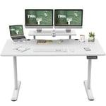 TRIUMPHKEY Bureau Assis Debout 160cm Bureau Hauteur Réglable Electrique,Blanc Bureau Ordinateur,Standing Desk,Table Assis Debout Idéal pour l'apprentissage au Bureau et Les Jeux