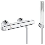 Set de douche Mitigeur thermostatique Grohtherm 1000 + Douchette stick 1 jet Euphoria Cosmopolitan, Chrome (34550000-Euphoria) - Grohe