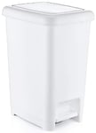 Muddy Hands Slim Plastic Foot Pedal Bin Home Bedroom Bathroom Kitchen Rubbish Recycling Waste Dustbin (White, 25 Litre)