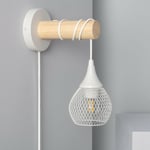 Ledkia - Lampe Murale Bois et Métal Monah Blanc