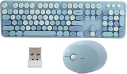 Kit Souris Clavier 2.4 Ghz sans Fil, Ensemble Clavier et Souris 104 Touches Support ergonomie Clavier de Bureau pour Ordinateur/PC/Ordinateur Portable/Mac(Couleur mélangée Bleue).[V1285]