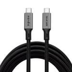 NÖRDIC 5m USB 3.2 Gen 2 USB-C til C nylonflettet kabel PD3.1 240W 10G 4K60Hz grå