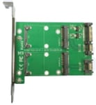 Dual mSATA to dual SATA expansion card, PCIe card, 22pin SATA, green