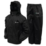 FROGG TOGGS Men's Standard Classic All-Sport Waterproof Breathable Rain Suit, Black/Black, Small