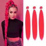 Braiding Hair Pre Stretched - 30 Inch Pre Stretched Braiding Hair Purplish Red Braiding Hair Soft Yaki Texture 3 Packs Crochet Hair Extensions Braids for Black Women (30 Inch(3Packs), Purplish Red)