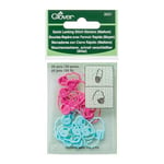 Clover Quick Locking Stitch Markers (Medium), Pink/Blue, 13 x 6.5 x 0.5 cm