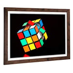 Big Box Art Framed Print of Rubik Cube Design | Wall Art Picture | Home Decor for Kitchen, Living, Dining Room, Lounge, Bedroom, Hallway, Office, Walnut, A2 / 24.5x18 Inch / 62x45cm