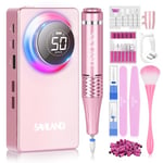 SAVILAND Ponceuse pour Ongles Professionnel: 50000 tr/min Lime à Ongles Électrique Sans Fils, Puissante Ponceuse a Ongle Portable pour un Retrait Rapide des Ongles en Acrylique (Rose)