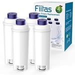 Fiitas DLSC002 Filtre à eau pour Delonghi Cartouche de Filtre à eau Adaptée à la Machine à Café Magnifica S ECAM, ESAM, ETAM Serie (4 Packs)