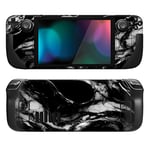 PlayVital Kit d'Autocollants de Protection pour Steam Deck OLED & LCD Console,Stickers Skin Vinyl pour Steam Deck LCD Console-Marbre Aquarelle Noir