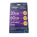 Lyca Mobile PAYG Pay As You Go Sim Card 4G 5G (Runs on EE Network in UK) R2A