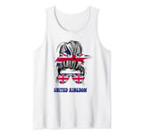 United Kingdom Messy Bun English Girl British woman flag Tank Top