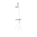 Warm Nordic - Cone Floor Lamp with Table, Clear White, Oak - Leselamper - Svend Aage Holm-Sørensen - Hvit