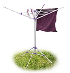 Relaxdays Sèche-linge étendoir à linge extérieur Corde 19 m séchoir parapluie avec bras Support avec 4 piétements étendre vêtement jardin en aluminium, gris