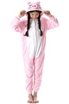 ULEEMARK Enfant Fille Garçon Anime Animal Halloween Costume Cosplay Combinaison Pyjama Outfit Nuit Vêtements Onesie Soirée de Déguisement Unisexe Rose Porc pour Hauteur 90-148CM