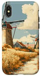 iPhone X/XS Wheat Fields With Windmills Landscape Vintage Graphic Case