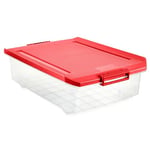 TATAY Underbed Storage Box with Lid, 32L Capacity, with Handles and Wheels, Lid 100% Recycled Materials, BPA Free, Red, Measures 40 x 57 x 18 cm