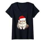 Womens Grumpy Christmas Cat V-Neck T-Shirt