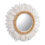 Romimex Miroir Mural Blanc Plumes 80 x 3 x 80 cm Rond