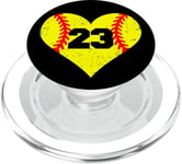 Softball Number 23 Jersey Funny Softball Heart Game Day PopSockets PopGrip for MagSafe