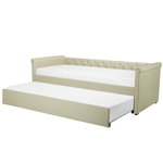 Lit Banquette Gigogne en Tissu Beige 80 x 200 cm Elégant avec Touche Chesterfie