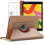 Etui pour Ipad 10.2 (2019) Housse Rotatif 360 PU Cuir + VERRE Tremp�