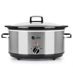 6.5L Electric Slow Cooker Removable Ceramic Pot Clear Glass Lid Stainless Steel