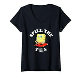 Womens SpongeBob SquarePants Spill The Tea Relaxing SpongeBob V-Neck T-Shirt