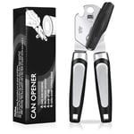 Tin Opener, Lychico 3-in-1Can Opener Handheld Heavy Duty Stainless Steel Can Openers with Multifunctional Bottle Opener, Black